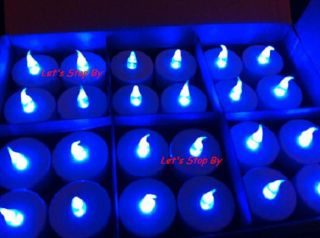 48 Blue Flameless Batteries LED Tea Lights Ideal Candle Vase Wedding Party