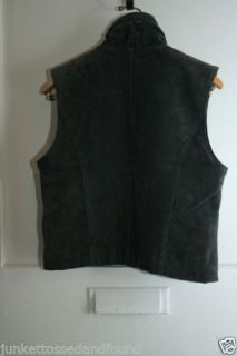 Maxima Womens Dark Blue Suede Leather Vest Jacket Fleece Lined Sz M C235