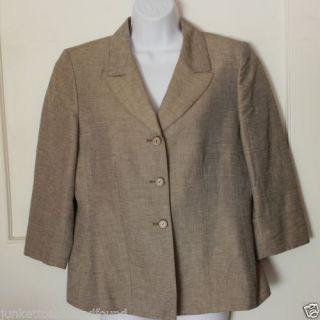 Le Suit Petite Women's Gray Linen Blend 2 Piece Skirt Suit Business 10 P 607
