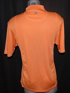 Men's Orange Adidas ClimaCool Golf Mock Neck Shirt Medium