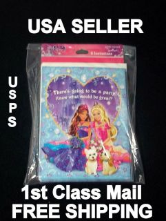 Barbie The Diamond Castle Invitation Card Pink Girl Birthday Party Favors Supply