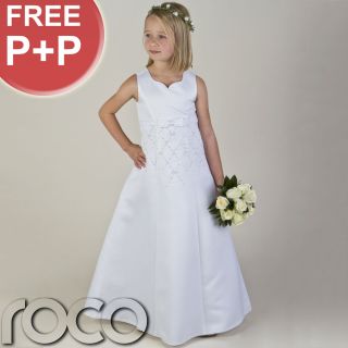 Girls White Communion Dress Wedding Bridesmaid Flower Girl Dresses 6 10 Years