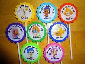 30 Bubble Guppies Personalized Cupcake Toppers Birthday Party Favors Supply