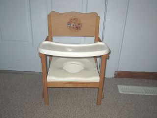 wooden potty chair with tray