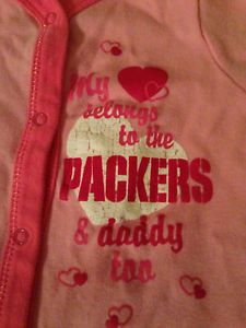 Green Bay Packers Baby Girl Pajamas Size 6 9 Months