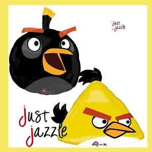2 Angry Birds Yellow Black Bird Balloons Birthday Party Supply Mylar Set Decor