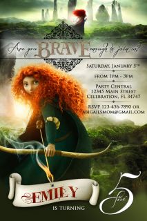 Brave Merida 1 Princess Custom Printable Birthday Party Invitation