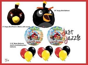 Angry Birds Plush Balloon Birthday Party Supply Kit Black Bird Centerpiece Latex