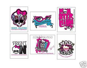 12 Monster High Temporary Tattoos Girls Party Goody Loot Bag Filler Favor Supply