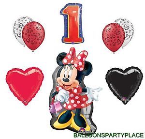 Disney 1st Birthday Minnie Mouse Balloons Set Party Supplies Heart Latex First