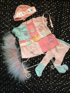 Baby Annabell Dolls Clothes Dress Hat Tights Fur Scarf Zapf Creations