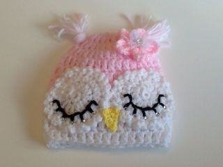 Crochet Knit Newborn Baby Girl Owl Hat Photo Shoot Prop Gift Birthday Party