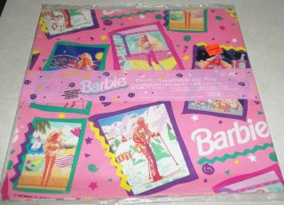 Vintage 1992 Barbie Doll Gift Wrap Birthday Wrapping Paper