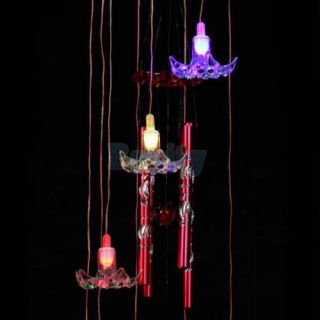 Battery Operated LED Wind Chime Bell Flashing Home Room Night Light Decor Lamp