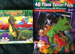 48 Piece Prehistoric Dinosaur Dino Birthday Party Favor Supplies T Rex Puzzle