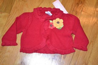 Gymboree Infant Baby Girl Red Cropped Cardigan Button Sweater 3 6 Months