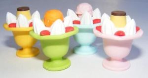 4pcs Japanese Iwako Erasers Ice Cream Sundaes