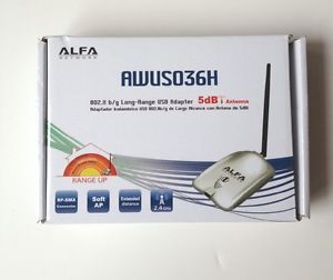 Alfa AWUS036H 1000mW 1W 802 11b G USB Wireless WiFi Network Adapter New in Box