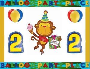 Jungle Chimp Monkey 2nd Birthday Party Supplies Decoration Balloon Set Second XL