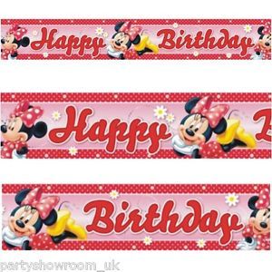 4 65m Disney Minnie Mouse Polka Dots Red Pink Party Foil Banner