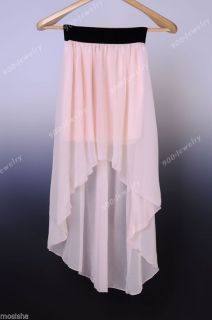 Hot Lady Sexy Asymmetric Long Maxi Skirt Elastic Waist Band Casual Chiffon Dress