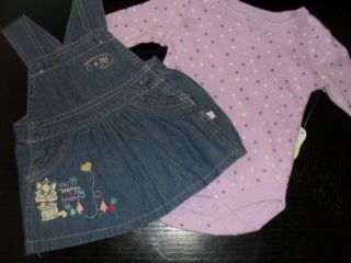 Disney Marie Baby Newborn Girls Jean Dress Bodysuit 2 PC Set Outfit Clothes 0 3M