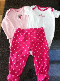 Carter's Baby Girl Onesie Pants Set Size 12 Months GUC