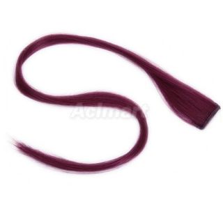 5X Long Wine Red Hair Extensions Straight Hairpieces Clip on for Party Cosplay