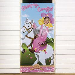 Pink Cowgirl Western Photo Door Banner Party Decoration Prop Birthday Supply