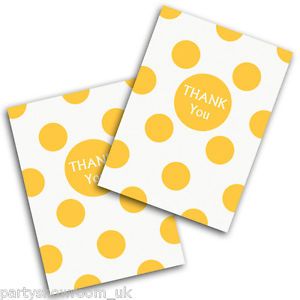 8 Yellow White Polka Dot Spot Style Party Thanks Thank You Notes Plus Envelopes