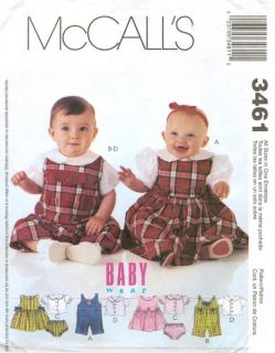 McCalls 3461 Infant Baby Jumper Jumpsuit Shirts Panties Sewing Pattern