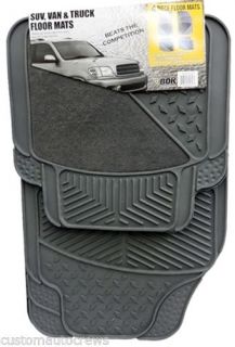 New Natural Rubber Car Floor Mat with Black Carpet Heel Pad in Gray Set of 4