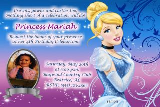 Personalized Princess Cinderella Birthday Party Invitations