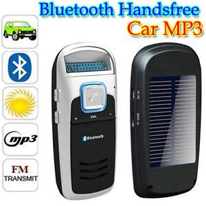 Solar Panel LCD Bluetooth Handsfree Car Kit FM  Player Speaker for Cell Phone