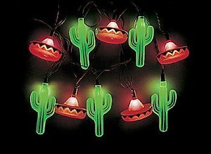 Fiesta Light Set String Cactus Sombrero RV Patio Party Cinco de Mayo