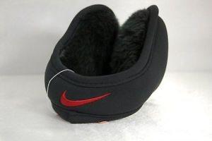 Nike Kids Boys Girls Earwarmers Earmuffs Black Faux Fur Lined Ear Warmers New