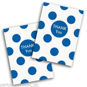 8 Blue White Polka Dot Spot Style Party Thanks Thank You Notes Plus Envelopes
