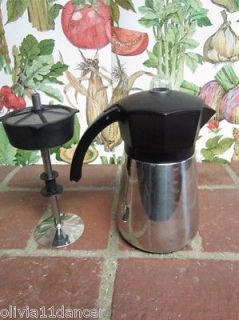 Bialetti Stainless Steel Coffee Pot Stove Top Percolator Italy Italian 4 Cup
