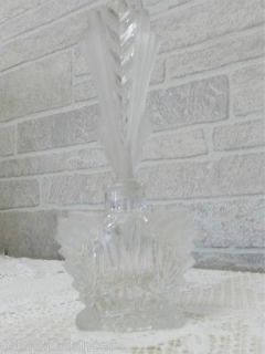 Vtg Old Art Deco Crystal Perfume Bottle Vanity Dresser Elegant Art Cut Glass
