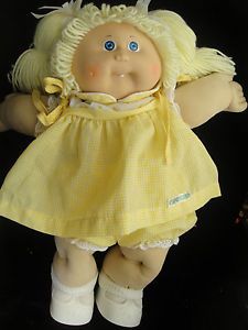 Cabbage Patch Yellow Hair First Tooth Baby Girl Blue Eye Doll 1983 Gift Mint