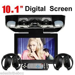Black Samsung HD LCD 10 1"Car Roof Mount DVD Player FM IR Headphones 32bit Games