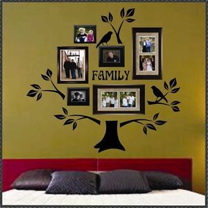 Vinyl Wall Lettering Decal Graphic Large Family Tree Kit Birds Branches Stump