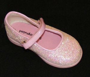 New Girl's Toddler's WonderKids Pink Glitter Mary Jane Fashion Flat Dress Shoes