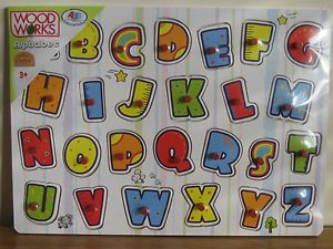 Wooden Alphabet Puzzle Learning Educational Toy Games Alphabet ABC