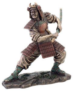 Samurai Warrior in Fighting Stance Statue Sculpture Figurine