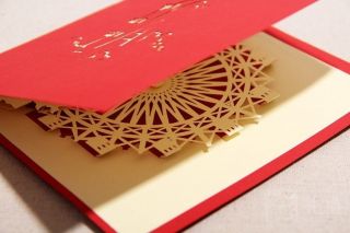Handmade 3D Pop Up Greeting Card with Envelope Christmas Card Gift Tags