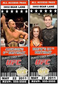 UFC Ultimate Fighting Birthday Party Ticket Invitation