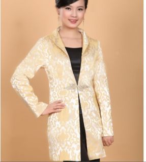 Black Burgundy Yellow Chinese Women's Silk Jacket Coat M L XL 2XL 3XL 4XL