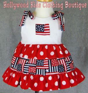 Boutique Girl 4th July Red White Blue Pageant Dress Set