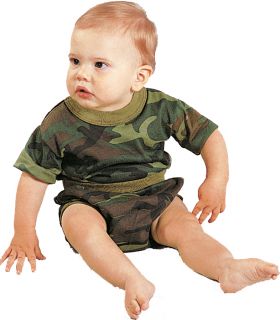 Military Type Woodland Camo Infant Baby Clothes Boys Tshirt Girls Tee